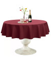 Softalker Round Tablecloth Waterproof Stain Resistant Table cloth Wrinkle Free Fabric Washable 210gSM Polyester Table cover for DiningPartyBuffetWedding (108 inch, Burgundy)