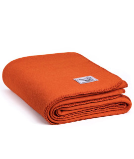 Woolly Mammoth Merino Wool Blanket - Large 66 x 90, 4LBS camp Blanket Throw for The cabin, cold Weather, Emergency, Dog camping gear, Hiking, Survival, Army, Outside, Outdoors - Orange