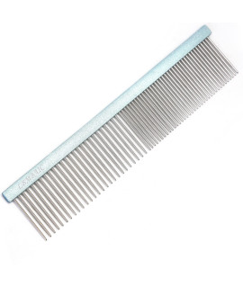 LBMBAIc Professional Dog grooming comb For Shedding Tangles,Knots,MatsMetal Dog comb With Long Wide Tooth For Long Hair Dogs and catsNo Hurt Pets Skin75INcHES (Blue)-1Pc