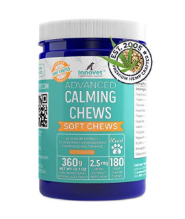 Innovet Pet Products Advanced Calming Chews for Dogs - Calming Treats with Hemp, Chamomile, Melatonin for Dogs - Calming Treats for Dogs with Anxiety - Made in USA