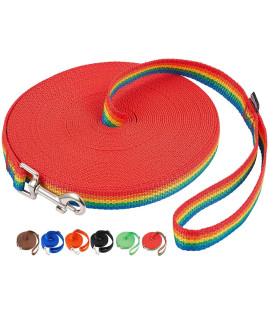 AmaGood Dog/Puppy Obedience Recall Training Agility Lead-15 ft 20 ft 30 ft 50 ft Long Leash-for Dog Training,Recall,Play,Safety,Camping (20feet, Rainbow)