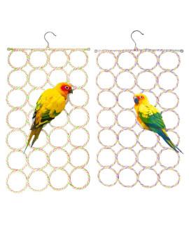 2 Packs Parrot Swing Hanging Toys, Bird Climbing Rope Net Ladders Small Medium Pet Activity Toy Suitable for Parakeet,Cockatiel,Cockatoo,Conure,Mini Macaw(Random Color ) (Style-1)