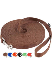 AmaGood Dog/Puppy Obedience Recall Training Agility Lead-15 ft 20 ft 30 ft 50 ft Long Leash-for Dog Training,Recall,Play,Safety,Camping (50feet, Brown)