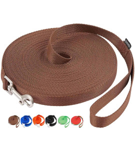 AmaGood Dog/Puppy Obedience Recall Training Agility Lead-15 ft 20 ft 30 ft 50 ft Long Leash-for Dog Training,Recall,Play,Safety,Camping (50feet, Brown)