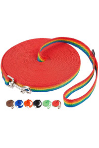 AmaGood Dog/Puppy Obedience Recall Training Agility Lead-15 ft 20 ft 30 ft 50 ft Long Leash-for Dog Training,Recall,Play,Safety,Camping (50feet, Rainbow)