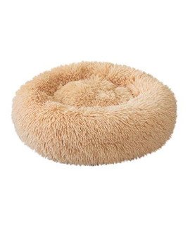Wakeu Pet Beds Donut Round Cushion Dog Bed Faux Fur, Calming Fluffy Comfy Furry Cat Bed Sleeping Mat