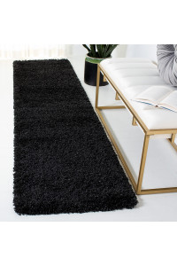 SAFAVIEH california Premium Shag collection 23 x 15 Black Sg151 Non-Shedding Living Room Bedroom Dining Room Entryway Plush 2-inch Thick Runner Rug