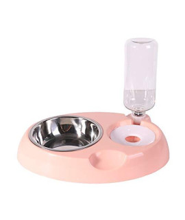 Automatic Water Refilling Double Bowl for Pets Stainless Steel Pet Bowl-Food Feeder-Universal Water Refilling Double Bowl for Cats and Dogs (Pink)