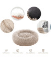 Calming Dog Bed for Small Dogs & Large Cat, Anti Anxiety Donut Cat Bed for Indoor Cats, Round Cat Bed, Cozy Soft Puppy Bed, Fluffy Kitten Bed, Plush Pet Bed, Machine Washable, 20x20inch Khaki