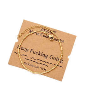 Joycuff Keep Going Morse Code Bracelets For Women Motivational Birthday Gifts For Mom Daughter Sister Best Friend Teen Girls Encouragement Empowerment Funny Inspirational Jewelry Gold