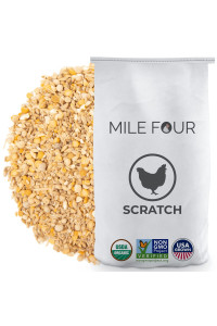 Mile Four | Chicken Scratch | 100% US Grown Grains, Organic, Non-GMO, Soy-Free, Non-Medicated, Whole Grain Chicken Treats for Hens & Roosters | Scratch for Chickens, Ducks & Waterfowl | 23 lbs.