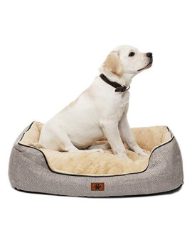 Pet Bed for Small, Medium, Large Dog & Cat Comfy Calming Anti Anxiety Dog Bed Non-Slip Bottom Dog Sofa Couch Chew Resistant Dog Bed Machine Washable, Grey, Medium