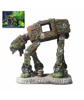 fazhongfa Aquarium Decorations castle and Robot Dog Fish Tank Decor for Betta Toys Small and Medium Resin Fish Accessories Hideouts cave Hide House Ornament Backgrounds Decoration