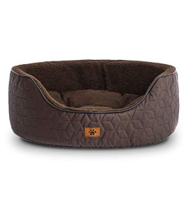 Luxury Dog Bed for Small Medium Dog Washable Removable Covers Oval Foam Pet Bed Sharpa Cozy Calming Anti-Anxiety Puppy Supplies Self Warming Cat Bed, Brown, Large