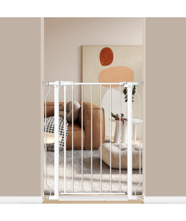 Extra Tall Baby Gate With Door - Pressure Mounted Walk Through Petdogpuppy Gates For Stair - Child Gate For The House Doorways Stairways Stand 36 Tall 296-338 Inch Wide