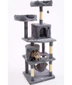 HALOWAY 57.08 inches Multi-Level Cat Tree for Large Cats, with Cozy Perches, Stable Cat Tower Cat Condo Pet Play House (Light Gray)