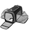 MASKEYON TSA Airline Approved Large Pet Travel Carrier,4 Sides Expandable with 2 Mesh Pockets,3 Entry,Washable Pads,Shoulder Strap,Soft Sided Collapsible Dog Carrier for 2 Cats,Kittens,Puppies,Dog
