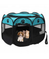 Dog playpen, Foldable Puppy Playpen, Pet Playpen Carrier Pop Up Tent 8-Panel Mesh Cover Adorable Design 600D Soft Oxford Playpen Kennel for Indoor-Outdoor Dog Cat Rabbit. (S 28" * 28" * 18", Blue)