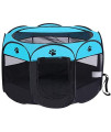 Dog playpen, Foldable Puppy Playpen, Pet Playpen Carrier Pop Up Tent 8-Panel Mesh Cover Adorable Design 600D Soft Oxford Playpen Kennel for Indoor-Outdoor Dog Cat Rabbit. (S 28" * 28" * 18", Blue)