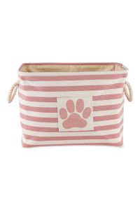 Bone Dry 5743 Pet Storage Collection Striped Paw Patch Bin, Large Rectangle, Rose