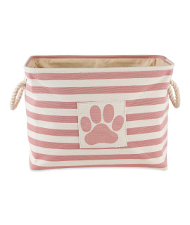 Bone Dry Pet Storage Collection Striped Paw Patch Bin, Small Rectangle, Rose