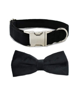 Love Dream Bowtie Dog Collar, Velvet Dog Collars With Detachable Bowtie Metal Buckle, Soft Comfortable Adjustable Bow Tie Collars For Small Medium Large Dogs (Small, Black)