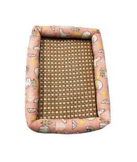 EKX Dog Beds, Rattan Mat Puppy Pad, Hand-Woven Bed, Pet Rectangular Kennel, Comfortable Straw Woven Bamboo Fiber Fabric