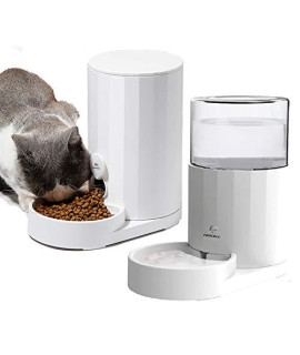 Automatic Water Dispenser and Manual Cat Food Feeder in Set for Small Medium Large Dog Cats Puppy Kitten Pet Self-Dispensing Big Capacity Bowl (Waterer Food Feeder)