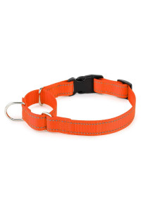 PLUTUS PET Reflective Martingale Collar with Quick Snap Buckle,No Pull Dog Choker Collar for Small Medium Large Dogs,L,Orange