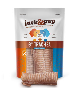 Jack&Pup Trachea Dog Chew - 6-inch Premium Grade Beef Trachea Treats for Dogs (20 Pack) 6 Natural Single Ingredient Dog Treat - Naturally Rich in Glucosamine and Chondroitin 100% Beef Chews