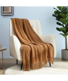 cREVENT Home Farmhouse Decor Rustic couch Sofa chair Bed Throw Blanket, Soft Warm Light Weight for Travelling in Spring Summer (50X60 Brown)