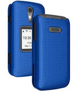 Nakedcellphone Case For Jitterbug Flip2, Cobalt Blue] Protective Snap-On Hard Shell Cover Grid Texture] For Jitterbug Flip 2 Phone (Aka Lively Flip) (4053Sj7)