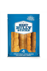Best Bully Sticks All-Natural Peanut Butter Beef Cheek Dog Treats - Made with Natural Occurring Collagen - Chews Like a Rawhide, but not a Rawhide (Peanut Butter Dipped, Large 4-Pack)