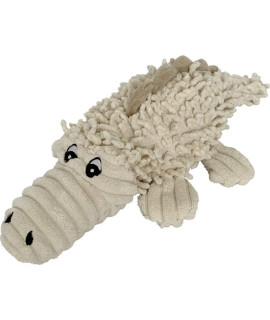 Petlou Durable Natural Nubby Plush Dog Toys with Squeaker and Crinkle Paper in Multi-Size (Natural Crocodile -S, 9 Inch)