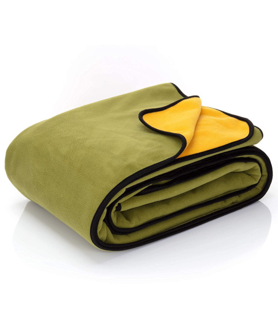 Waterproof Blanket Cover 80?90for Adults, Dogs, Cats or Any Pets - 100% Waterproof Furniture or Mattress Protector - Large Size for Twin, Queen, King Beds - Great GlFT (Green Khaki/Mustard Ochre)