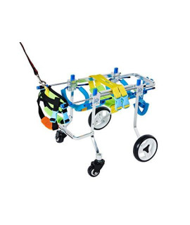 U/D HeoBam 4 Wheel Adjustable Dog Wheelchair,Pet Rehabilitation Cart, Pet Wheelchair,Doggie?Lightweight Aluminum Dog Wheelchair ?Handicap Wheels for Dogs(XS)