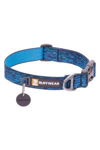 RUFFWEAR, Flat Out Dog Collar (Formerly Hoopie), Webbing Collar for Walking and Everyday Use, Oceanic Distortion, 14-20