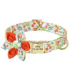 Beirui Custom Flower Girl Dog Collar For Female Dogs- Floral Pattern Engraved Pet Collars With Personalized Gold Buckle(Sun Flower, S)