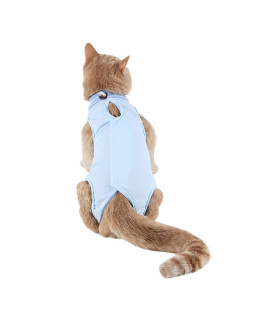 TORJOY Kitten Onesies, Cat Recovery Suit for Abdominal Wounds or Skin Diseases, After Surgery Wear Anti Licking Wounds, Breathable Great E-Collar Alternative for Cat Blue S