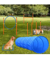 XiaZ Dog Agility Equipments, Obstacle Courses Training Starter Kit, Pet Outdoor Games for Backyard Includes Dog Tunnel, Jumping Ring, High Jumps, 4 Pcs Weave Poles, Pause Box with Carrying Case