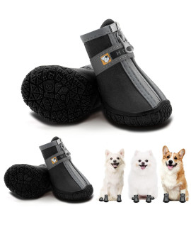 Dog Boots for Hot Pavement Hardwood Floor, Breathable Dog Shoes for Small Medium Dogs with Reflective & Adjustable Strap Zipper, Waterproof Paw Protection Summer Dog Hiking Booties 4PCS