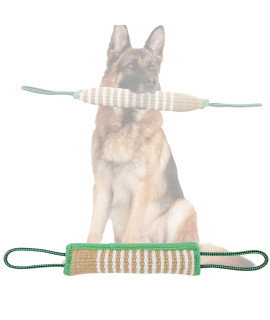 Dog Tug Toy, Dog Bite Jute Pillow Pull Toy with 2 Strong Handles, Perfect for Tug of War, Puppy Training Interactive Play, Durable Bite Training Toys for Medium to Large Dogs (Green)