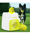 QiChan Interactive Dog Ball Fetch, Dog Automatic Ball Snack Reward Machine, Treat Dispenser Treat Toy, Suitable for All Training Dogs, Including 1 Tennis Ball