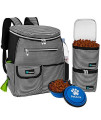 PetAmi Dog Travel Bag Backpack | Backpack Organizer with Poop Bag Dispenser, Multi Pocket, Food Container Bag, Collapsible Bowl | Weekend Pet Travel Set for Hiking Overnight Camping Trip, Stripe Black