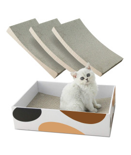 Msbc Cat Scratching Pad, Concave Cat Scratcher Cardboard, Durable 3 In 1 Corrugated Scratcher, Reversible Scratcher With Box Refill, Scratcher Lounge Bed For Furniture Protection, Cat Training Toy