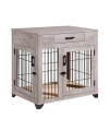 unipaws Medium Furniture Style Dog Crate with Drawer, Decorative Modern Pet Kennels with Double Doors, Dog House Indoor Use for Living Room, Double Dog Crate for 2 Dogs
