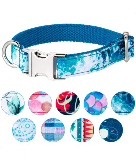 Viilock Blue Puppy Collars For Small Puppies, Pet Gift Collars For Medium Large Dogs (Ocean Blue, L)