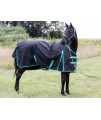 1200 Denier Horse RAIN Sheet (Waterproof/Breathable & Wind Proof Turnout Sheet) Horse Breathable RAINSHEET (Black-Turquoise, 78)