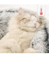Fluffy Luxe Soft Long Plush Round Pet Bed for Cats Small Dogs Self Warming Cat Calming Bed House Cushion Sofa Cave for Kitty Teddy Puppy Autumn Winter Indoor Snooze Sleeping,Improved Sleep