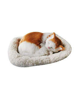 Realistic Sleeping Cat Dog Plush Toys Furry Breathing Cat with Mat Artificial Fur Realistic and Lifelike for Home Decoration Gift for Birthday New Year Valentine